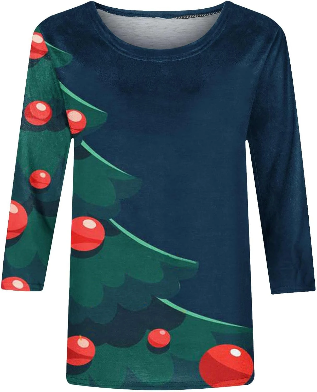 Christmas Womens Shirts Fall 3/4 Sleeve Graphic Print Shirt T-Shirts Crewneck Dressy Cute Casual Holiday Tee 7 Christmas Womens Shirts Fall 3/4 Sleeve Graphic Print Shirt T-Shirts Crewneck Dressy Cute Casual Holiday Tee - Image 5