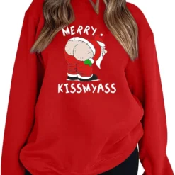MCILLO Merry Kiss My Ass Sweatshirt For Women Casual Long Sleeve Crew Neck Pullover Graphic Christmas Tops -Xmas Mart Sales 61SOUQ0wY2L. AC UL1500 1