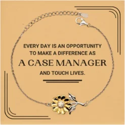 GENERIC Case Manager Sunflower Bracelet, Every Day Is An Opportunity To Make A Difference, Gifts For Case Manager, Birthday Christmas Appreciation Gifts With Message Card For Boss, Friends, Coworkers