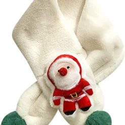 GENERIC Christmas Scarf For Kid Toddler Plush Warm Scarf Cute Snowman And Deer, Christmas Tree Pattern Winter Scarf For (3-B, A)