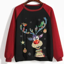 Zkuisw Ugly Christmas Sweater For Women Funny Cute Reindeer Print Long Sleeve Shirts Fall Novelty Xmas Crewneck Sweatshirts -Xmas Mart Sales 61VQL2IG4fL. AC UL1500