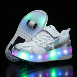 BFOEL Kids Roller Skates Light Up Shoes With Double Wheel Shoes LED USB Charging Roller Sneakers For Girls Boys Birthday Christmas Day Best Gift -Xmas Mart Sales 61Wtk3RKjXL. AC UL1200