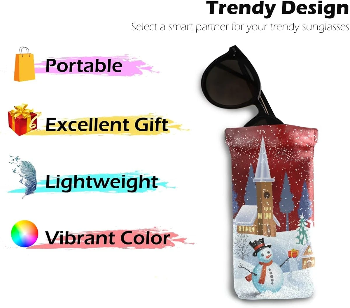 Glasses Pouch Eyeglasses Case - Christmas Night Santa Snowman Moon Squeeze Top Sunglasses Pouch Portable Eyewear Sleeve For Men Women 6 Glasses Pouch Eyeglasses Case - Christmas Night Santa Snowman Moon Squeeze Top Sunglasses Pouch Portable Eyewear Sleeve For Men Women - Image 4