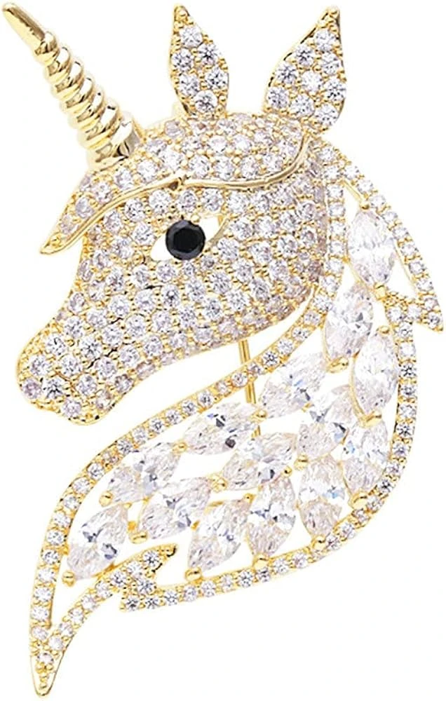 Rhinestone Unicorn Brooch For Women Girls Unisex Fashion Dainty Crystal CZ Golden Cute Animal Horse Brooch Lapel Pin Dress Suit Accessories Christmas Birthday Mother's Day Jewelry Gift 3 Rhinestone Unicorn Brooch For Women Girls Unisex Fashion Dainty Crystal CZ Golden Cute Animal Horse Brooch Lapel Pin Dress Suit Accessories Christmas Birthday Mother's Day Jewelry Gift