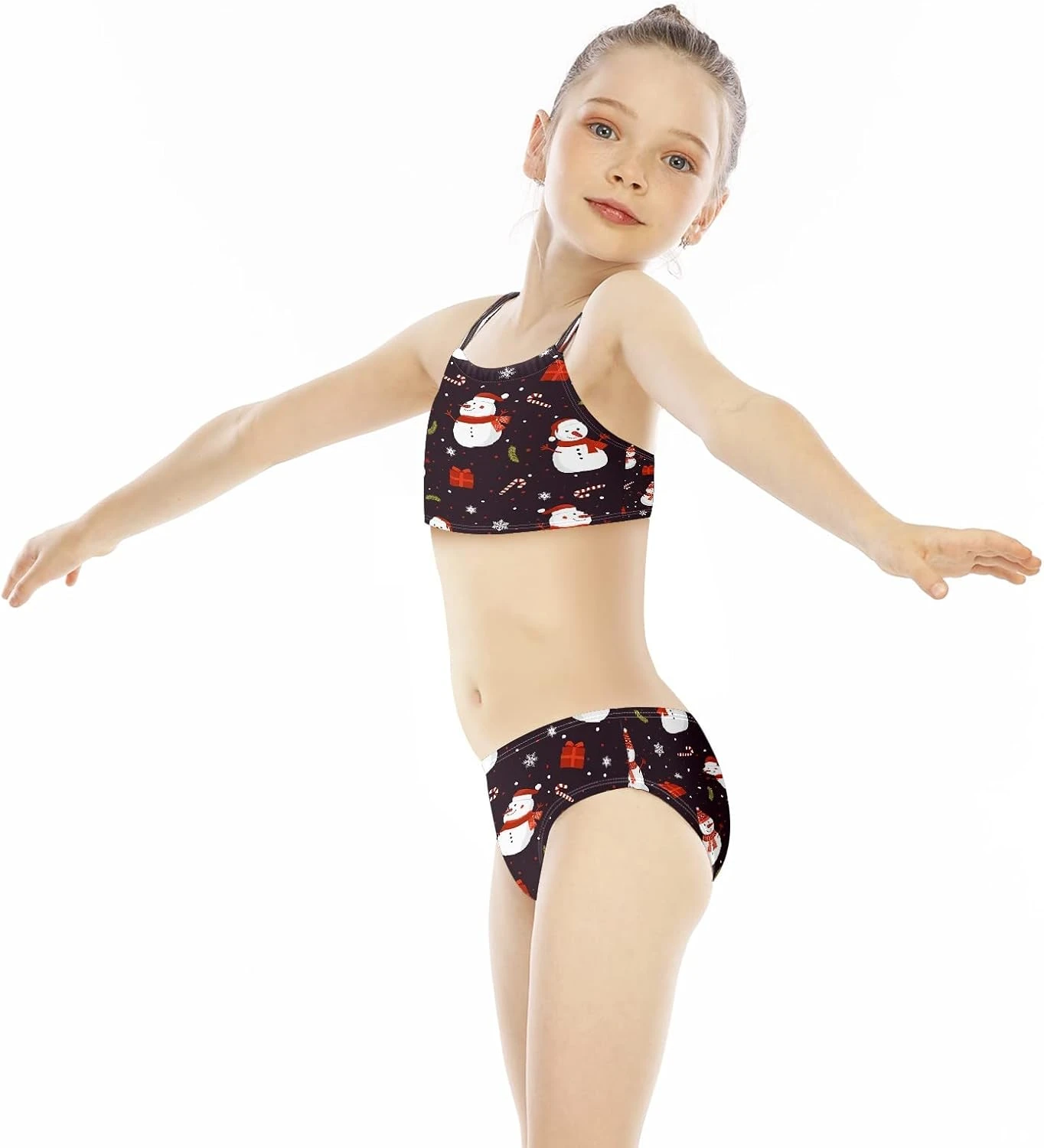 Girls Swimsuit Christmas Snowman Two Pieces Bikini Set 6 Girls Swimsuit Christmas Snowman Two Pieces Bikini Set - Image 4