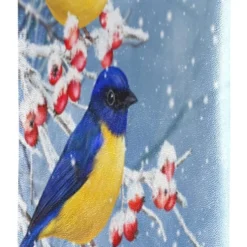 OTVEE Winter Christmas Yellow Birds Sunglasses Bag Eyeglass Case Large Soft PU Leather Glasses Pouch Storage Bag Holder Squeeze Top Portable Sunglasses Case Gadgets Sleeve Bag For Women Men Kids Girls