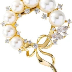 EMEGCY Christmas Wreath Brooch Christmas Bells Brooch Pin Santa Claus Brooch Gold-plated Laple Pin Christmas Gift For Women Girls Friends