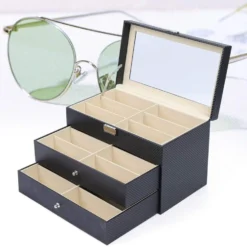 3 Layers Carbon Fiber Sunglasses Storage Box 18 Grids Eyewear Display Holder With Transparent Glass Cover On Top Eyeglasses Organizer Case Drawer Lockable Case Ideas For Halloween And Christmas Gifts -Xmas Mart Sales 61ZoPM2tASL. AC UL1000
