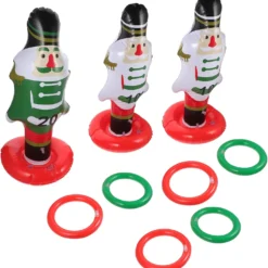 VANZACK 1 Set Toys For Outside Indoor Outdoor Ring Toy Cartoon Decorate Ferrule Nutcrackers Ring Toss Inflatable Nutcracker Christmas Parent-Child Christmas Toys Party Supplies
