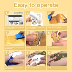 Stampcolour Christmas Realistic Printable Temporary Metallic Tattoo Paper For INKJET Printer, 8.5''X11'' 5 Sheets DIY Personalized Gold Tattoos Sticker Skin Custom Cartoon Kids Summer Party Themed -Xmas Mart Sales 61aXsplcytL. SL1000