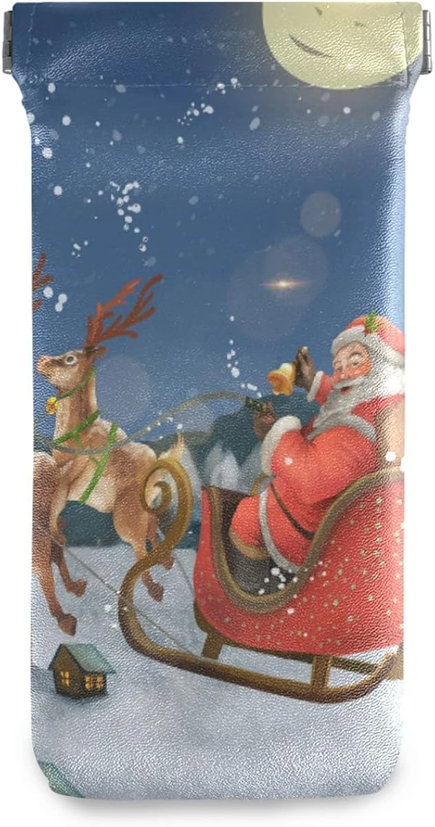 Glasses Pouch Eyeglasses Case - Santa Claus Merry Christmas Squeeze Top Sunglasses Pouch Portable Anti-Scratch Eyeglasses Bag For Women Men 3 Glasses Pouch Eyeglasses Case - Santa Claus Merry Christmas Squeeze Top Sunglasses Pouch Portable Anti-Scratch Eyeglasses Bag For Women Men
