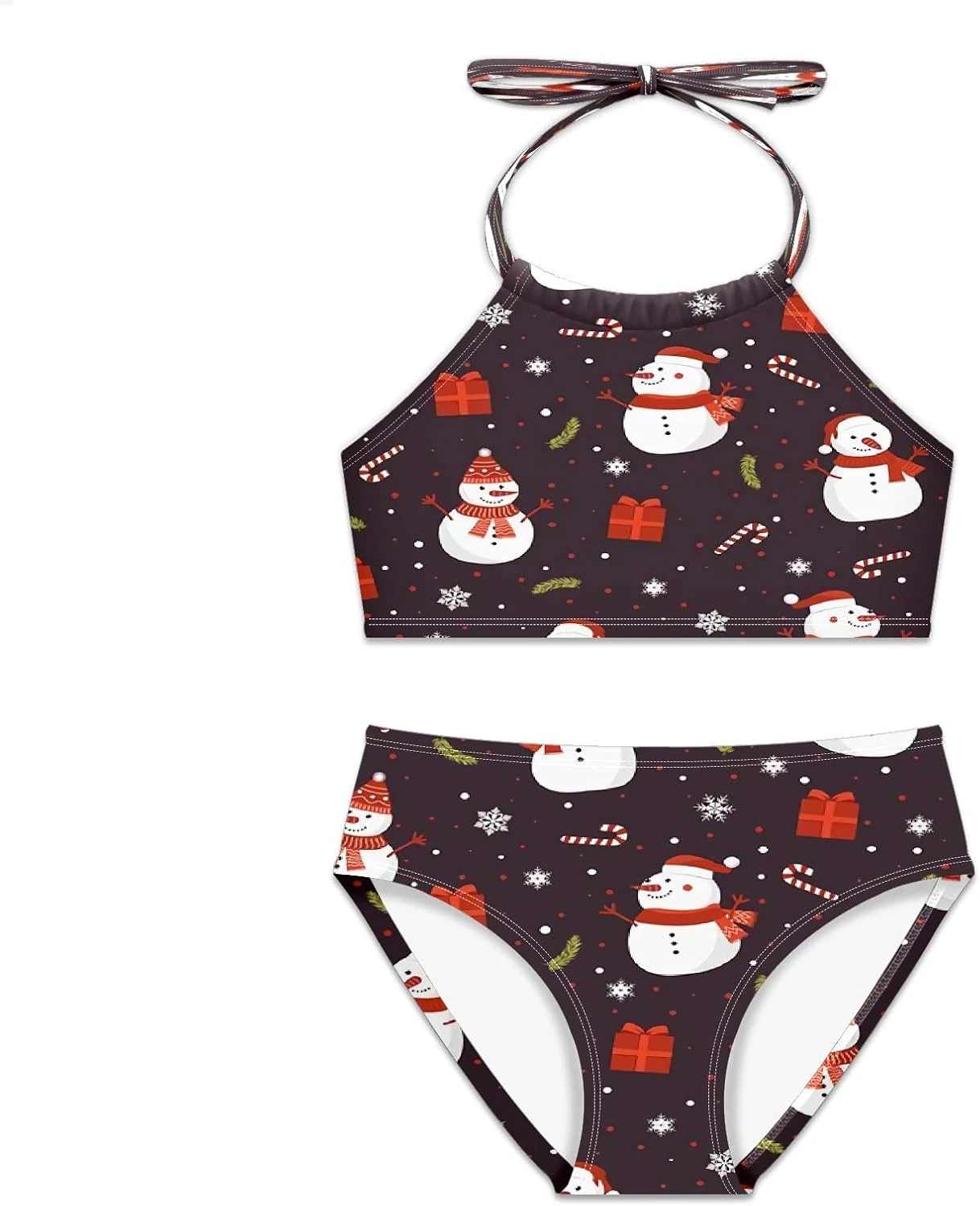 Girls Swimsuit Christmas Snowman Two Pieces Bikini Set 3 Girls Swimsuit Christmas Snowman Two Pieces Bikini Set