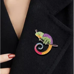 Rhinestone Chameleon Brooch Pin For Women Girls Fashion Exquisite Big Green Purple Colorful Crystal Animal Lizard Brooches Lapel Pins Dress Accessories Christmas Halloween Jewelry Unisex Gift -Xmas Mart Sales 61bjELUAnL. AC UL1000