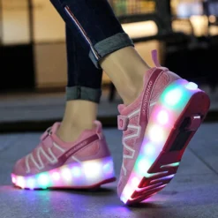 Qyy Kids Led Light Up Shoes Skateboarding Shoes USB Charging Fitness Shoes Suitable For Boys And Girls Best Gifts For Christmas ThanksgivingSingle Wheel Pink-USA 8 -Xmas Mart Sales 61dkSOGEfJL. AC SL1001