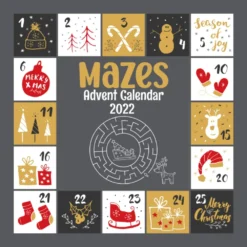 Advent Calendar Mazes 2022: 25 Countdown To Christmas Mazes With Solutions | Puzzle Book Countdown To Xmas From Easy, Medium To Hard | Gift Idea For Teens, Adults, And Seniors Paperback – Large Print, December 3, 2022