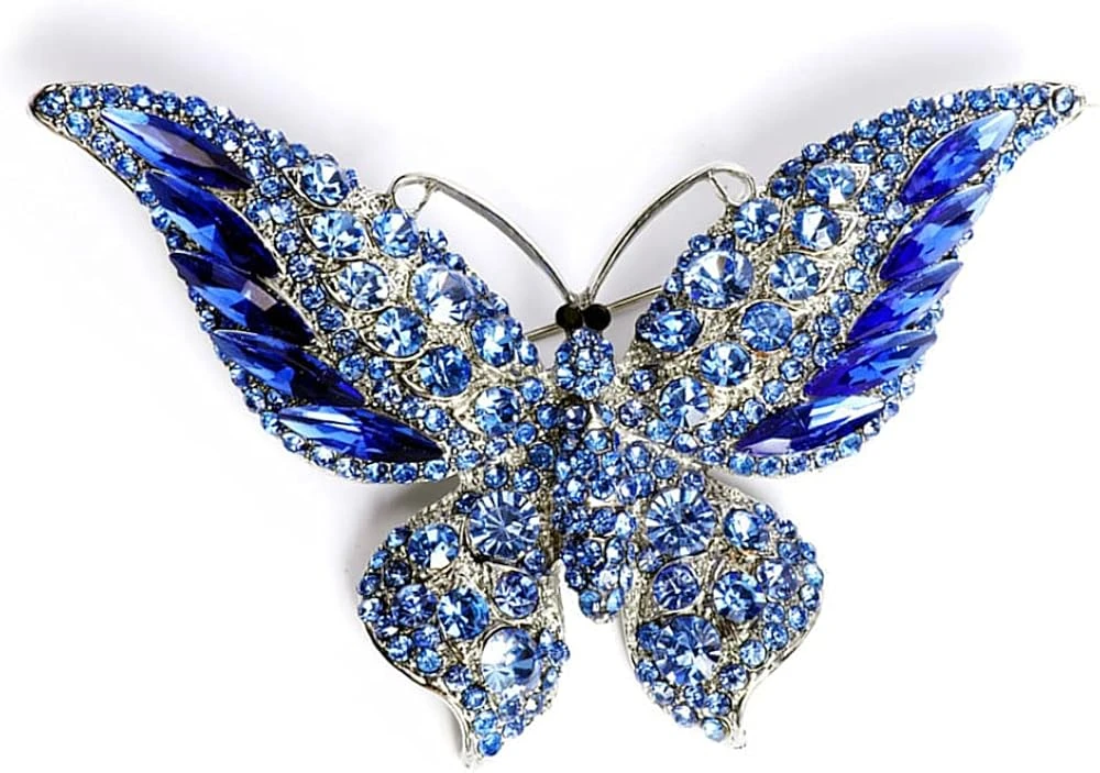 Rhinestone Butterfly Brooch Pin For Women Girls Fashion Exquisite Big Blue Crystal Empress Monarch Winged Brooches Lapel Pins Elegant Dress Accessories Wedding Christmas Birthday Jewelry Gift 3 Rhinestone Butterfly Brooch Pin For Women Girls Fashion Exquisite Big Blue Crystal Empress Monarch Winged Brooches Lapel Pins Elegant Dress Accessories Wedding Christmas Birthday Jewelry Gift
