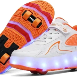CEIEOE Kids Roller Shoes 4 Wheels 16 LED Model Colorful Girls Boys Roller Skates Sneaker Can Charge For Beginner More Balanced Party Birthday Christmas Best Gift