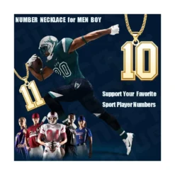 QeenseKc Men Boy Football Number Chain Necklace Jersey Number Pendant 18K Gold Plated Jewelry For Sport Fans Christmas Gift -Xmas Mart Sales 61gPsq0MbHL. AC SR10001000