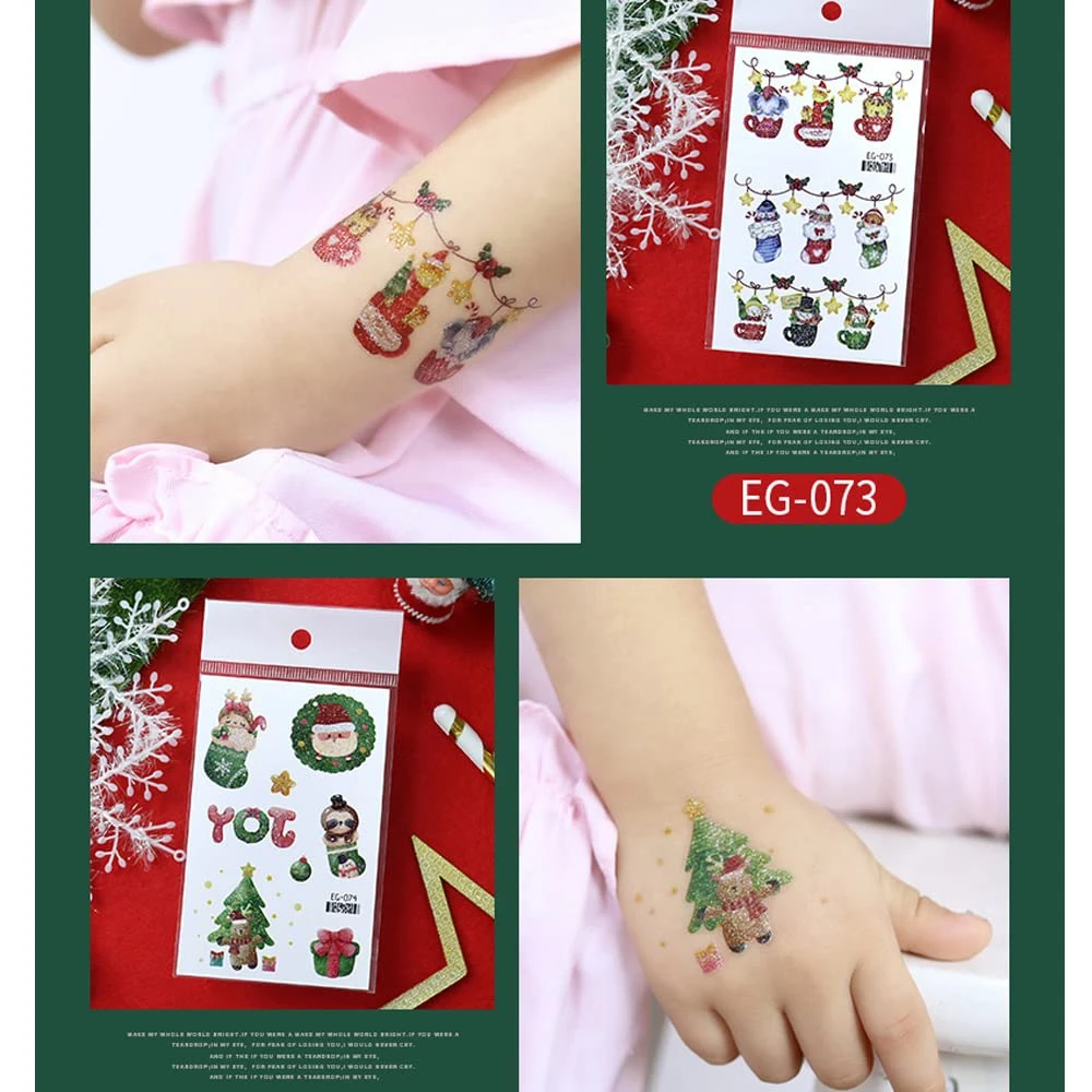 Christmas Temporary Tattoo For Kids Winter Stickers Decals For Body Face Arm Decorations Fake Tattoos Kit 12 Sheets Xmas Holiday Party Favor Supplies Snowflake Santa Claus Wreath Deer Design 7 Christmas Temporary Tattoo For Kids Winter Stickers Decals For Body Face Arm Decorations Fake Tattoos Kit 12 Sheets Xmas Holiday Party Favor Supplies Snowflake Santa Claus Wreath Deer Design - Image 5