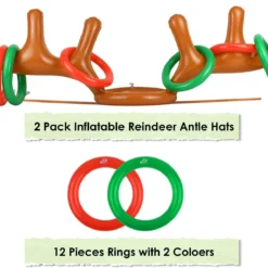 DS. DISTINCTIVE STYLE Inflatable Reindeer Antler Christmas Party Game Hat Antler Ring Toss Game For Xmas Holiday Party Supplies Favors (2 Antlers 12 Rings) -Xmas Mart Sales 61hpVD5cQL. AC SL1500