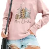 Women Christmas Sweatshirt Leopard Xmas Tree Print Blouse Funny Letter Graphic Top Long Sleeve Shirt Pullover Tee -Xmas Mart Sales 61ioo5hNuIL. AC UL1125