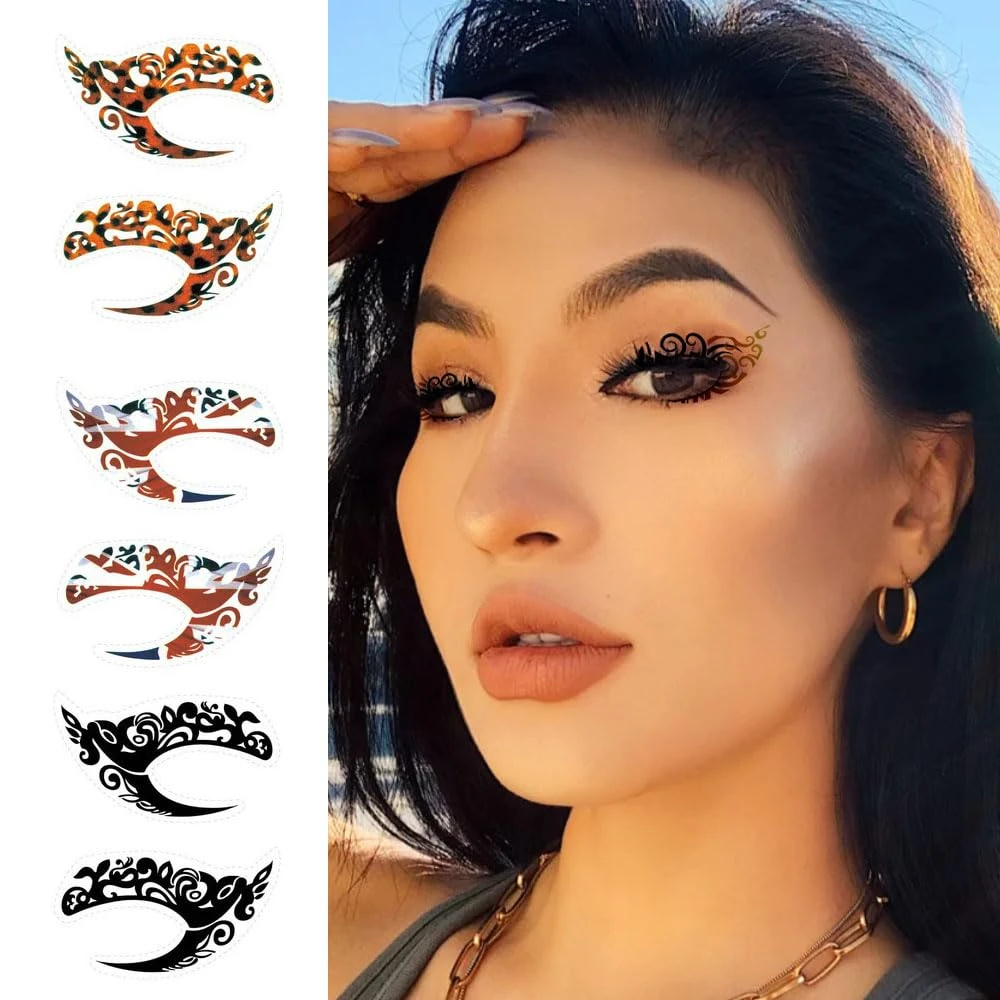 10 Sheets Eyeshadow Face Tattoo Stickers For Women's Makeup, Waterproof Transfer Lace Eye Shadow Eyeliner Tattoos For Halloween Christmas Stage Masquerade Party 4 10 Sheets Eyeshadow Face Tattoo Stickers For Women's Makeup, Waterproof Transfer Lace Eye Shadow Eyeliner Tattoos For Halloween Christmas Stage Masquerade Party - Image 2