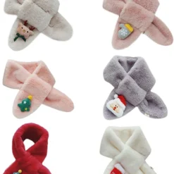 OUSFANAM Winter Scarf, Kids Christmas Plush For Cross Collar Scarf Cartoon Holiday Neck Warmer Shawl Wr -Xmas Mart Sales 61koW4JUjGL. AC UL1024