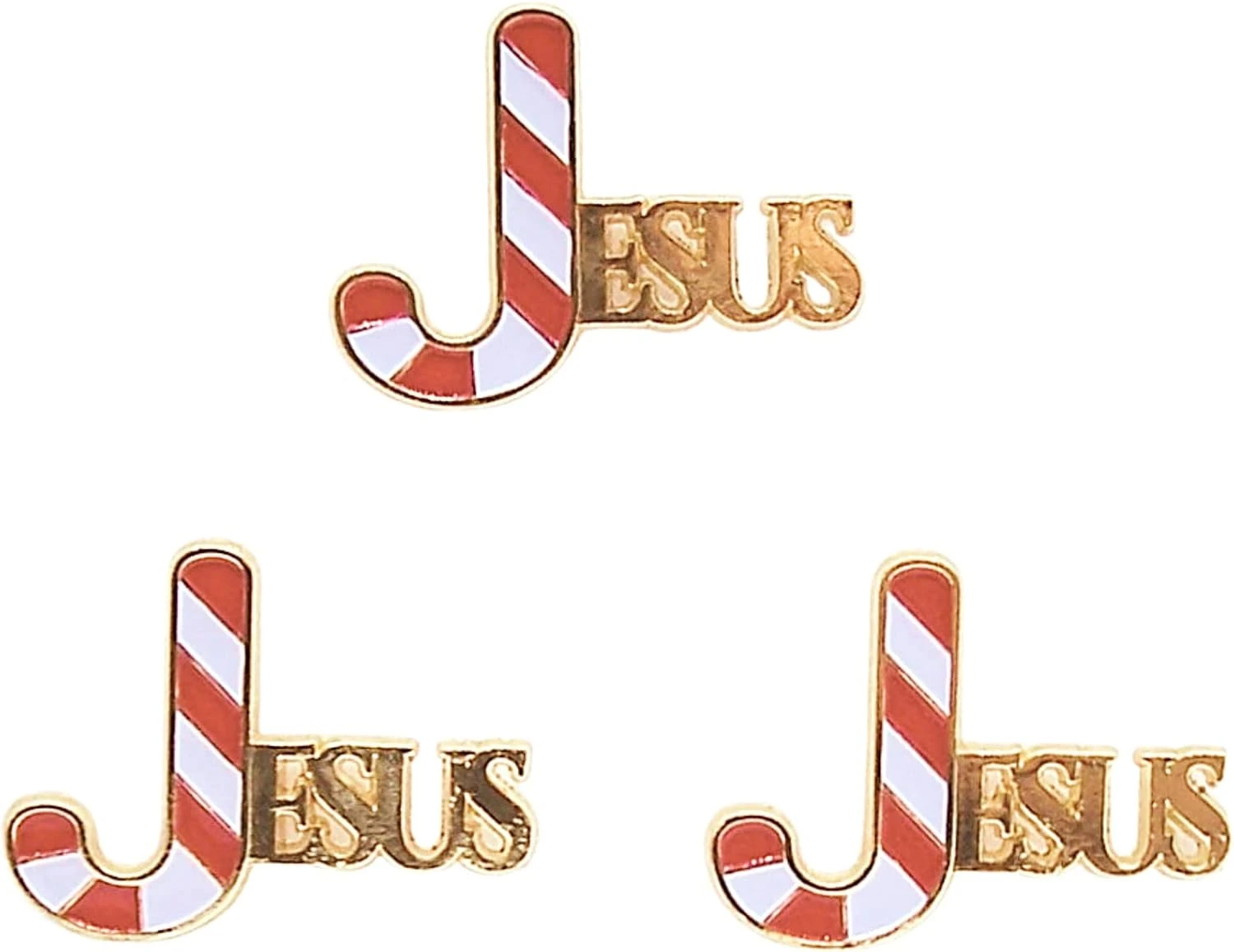 Jesus Candy Cane Lapel Pins, Set Of 3, Religious Christmas Gift, Festive Holiday Accessory, 1.5 Inches 3 Jesus Candy Cane Lapel Pins, Set Of 3, Religious Christmas Gift, Festive Holiday Accessory, 1.5 Inches