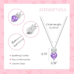 CDE Princess Queen Crown Necklace For Girls Women Love Heart Pendant Necklaces With Birthstone Crystal, Christmas Valentine’s Day Birthday Party Jewelry Gifts For Daughter Granddaughter Niece Teen Girl -Xmas Mart Sales 61l8ygeIkCL. AC UL1500
