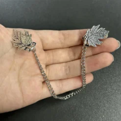 Silver Leaf Collar Clip Brooches Lapel Pin For Women Girls Vintage Retro Leaves Tassel Chain Dangle Drop Sweater Cardigan Breastpin Shawl Decoration Lightweight Dress Accessories Christmas Holiday Party Jewelry Gifts -Xmas Mart Sales 61mW RsdXYL. AC UL1000