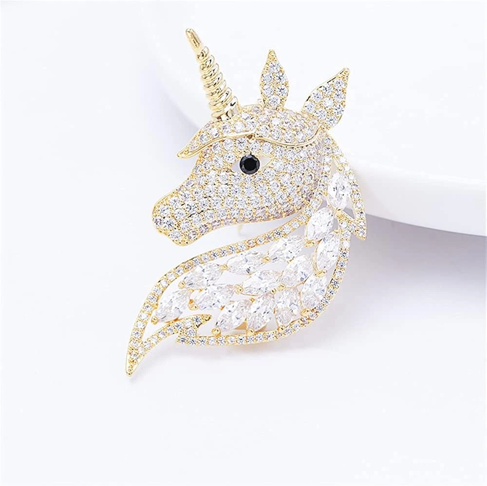 Rhinestone Unicorn Brooch For Women Girls Unisex Fashion Dainty Crystal CZ Golden Cute Animal Horse Brooch Lapel Pin Dress Suit Accessories Christmas Birthday Mother's Day Jewelry Gift 5 Rhinestone Unicorn Brooch For Women Girls Unisex Fashion Dainty Crystal CZ Golden Cute Animal Horse Brooch Lapel Pin Dress Suit Accessories Christmas Birthday Mother's Day Jewelry Gift - Image 3