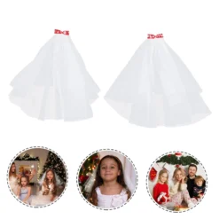 FRCOLOR 2pcs Veil Bow Flower Girls Headcovering Bachelorette Party Veil Christmas Hairpins White Veil Flower Girl Hair Accessory Flower Girl Gifts Girls Veil Hair Comb Christmas Mesh Bride -Xmas Mart Sales 61nBEcr69L. SL1500