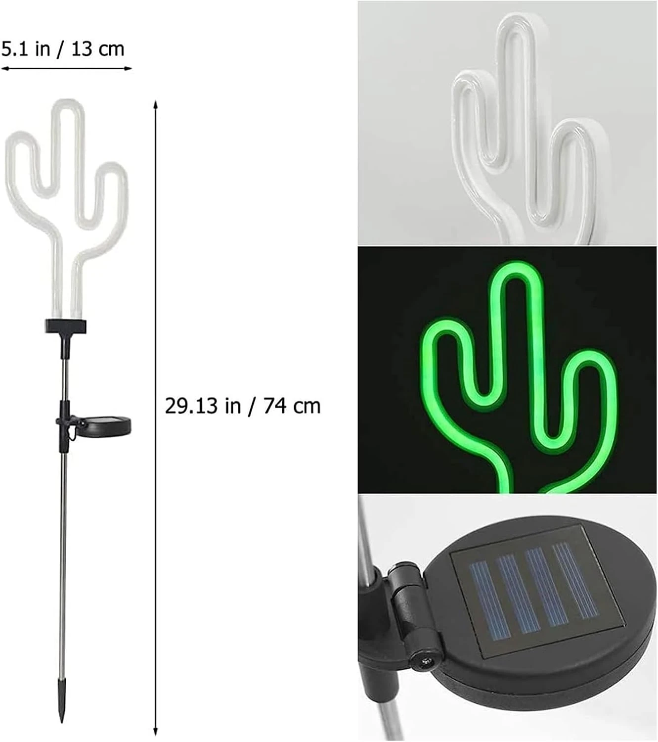 PAREKS Solar Cactus Garden Lights, Outdoor Neon Lights, Stake Lamp, Landscape Light, LED Lights Waterproof Path Lighting For Christmas Yard Lawn Patio Walkway Driveway Sidewalk Christmas Decor(1PCS) 9 PAREKS Solar Cactus Garden Lights, Outdoor Neon Lights, Stake Lamp, Landscape Light, LED Lights Waterproof Path Lighting For Christmas Yard Lawn Patio Walkway Driveway Sidewalk Christmas Decor(1PCS) - Image 7