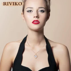 RIVIKO Heart Birthstone Pendant Necklace For Women 925 Sterling Silver Zirconia Necklaces Christmas Valentine's Mothers Day Jewelry Gifts For Girls Mother Wife -Xmas Mart Sales 61pTrSXJqbL. AC UL1200