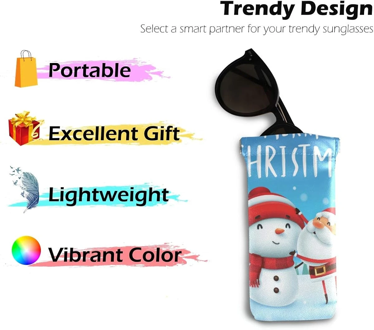 Glasses Pouch Eyeglasses Case - Christmas Santa Claus Snowman Squeeze Top Sunglasses Pouch Portable Microfiber Pouch For Women 6 Glasses Pouch Eyeglasses Case - Christmas Santa Claus Snowman Squeeze Top Sunglasses Pouch Portable Microfiber Pouch For Women - Image 4