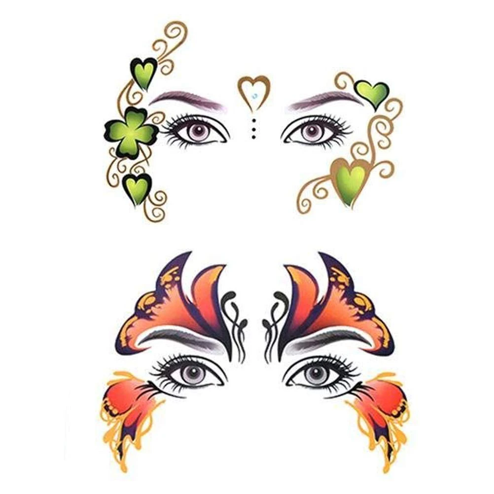 8 Pack Face Temporary Tattoo Waterproof Makeup Tattoo Stickers On Face Eye Forehead Body For Halloween Christmas Stage Masquerade Party 6 8 Pack Face Temporary Tattoo Waterproof Makeup Tattoo Stickers On Face Eye Forehead Body For Halloween Christmas Stage Masquerade Party - Image 4