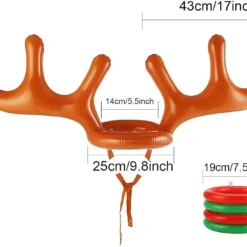 KOSIMI 4 Pcs Antlers Ring Hook Game Party Inflatable Reindeer, Christmas Party Antler Hat Games For Kids Adults Family Indoor Outdoor Carnival Xmas Games (4 Antlers 16 Rings) -Xmas Mart Sales 61rq338IGL. AC UL1474
