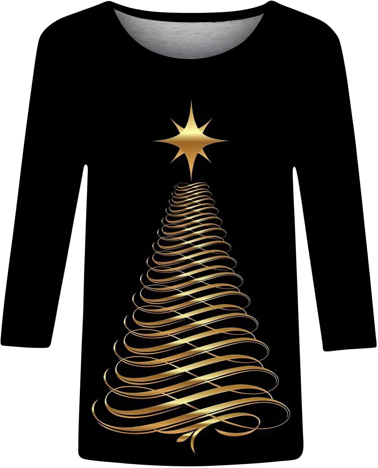 3/4 Sleeve Shirts For Women Crewneck Christmas Tunic Tops Sparkly Neon Starry Print Novelty Xmas Party Shirt Blouses 6 3/4 Sleeve Shirts For Women Crewneck Christmas Tunic Tops Sparkly Neon Starry Print Novelty Xmas Party Shirt Blouses - Image 4