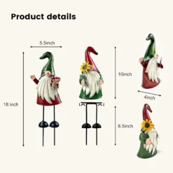 HONGLAND Metal Gnome Yard Art Outdoor Garden Gnome Statue 18 Inch Gnome Figurine Decorative Stakes For Holiday Christmas Lawn Patio Yard Garden Decor-2 PCS -Xmas Mart Sales 61v0uzL8thL. AC SL1500