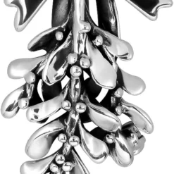 WithLoveSilver 925 Sterling Silver Christmas Holidays Mistletoe And Ribbon 2in1 Brooch Pin And Pendant