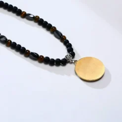 Allah Medallion Necklace, Stainless Steel Islamic Jewelry,Arabic Jewelry,Allah Name Of God Round Pendant Necklace For Women And Men With Agate Beaded Chain, Muslim Gift Jewelry,Christmas Gift -Xmas Mart Sales 61zOZ42D3L. AC UL1500