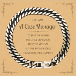 GENERIC Case Manager Cuban Link Chain Bracelet With Card Gifts For Case Manager Sarcastic Gifts For Case Manager, Birthday Christmas Gifts For Coworkers I Became Case Manager To Save The World, But Little Did