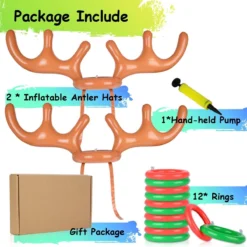 2 Set Inflatable Reindeer Antler Game, (2 Inflatable Antler, 12 Rings Reindeer Ring Toss) Inflatable Reindeer Antler Hat With Rings, Family Christmas Party Games -Xmas Mart Sales 61zXZqsgPoL. AC SL1200