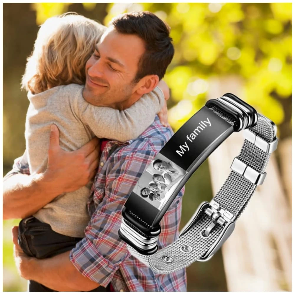 Ancofi Personalized Photo Bracelets For Men 9.4 Inch Custom Picture Name Bracelet For Father Boyfriend Photo Bracelet For Men Dad Husband Christmas Birthday Valentine's Day Gifts 5 Ancofi Personalized Photo Bracelets For Men 9.4 Inch Custom Picture Name Bracelet For Father Boyfriend Photo Bracelet For Men Dad Husband Christmas Birthday Valentine's Day Gifts - Image 3