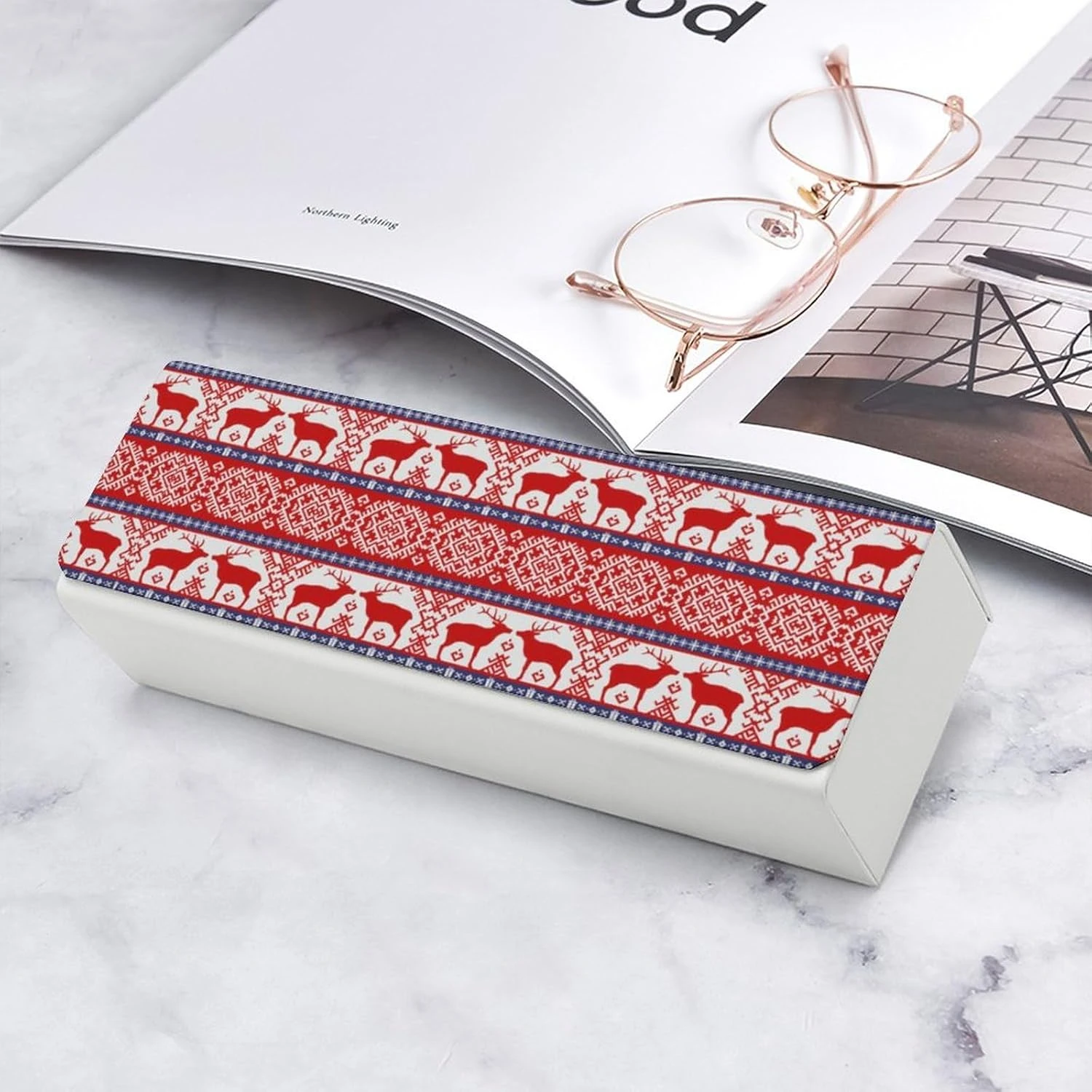 Christmas Folk Pattern With Deer Unisex Glasses Case Portable Fashion Protective Box Eye Glasses Holder Container 9 Christmas Folk Pattern With Deer Unisex Glasses Case Portable Fashion Protective Box Eye Glasses Holder Container - Image 7