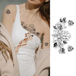 Aresvns Sexy Flower Temporary Tatttoos Realistic For Women,Black Lasting Waterproof Fake Tattoos For Adults Christmas Gift -Xmas Mart Sales 71 QW1acVbL. SL1500
