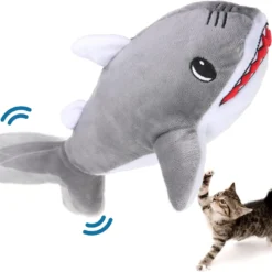 SCENEREAL Flopping Fish Cat Toy For Interactive, Automatic Moving Cat Toys, Electric Shark Shape Cat Toys Christmas Chew Supplies For Indoor Cats