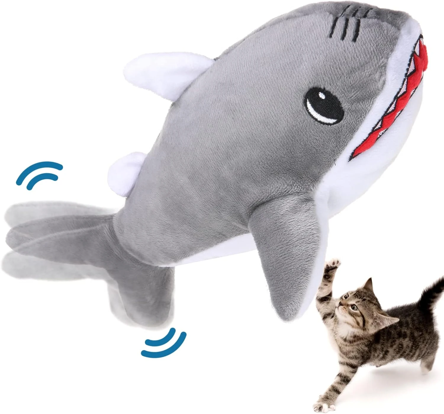 SCENEREAL Flopping Fish Cat Toy For Interactive, Automatic Moving Cat Toys, Electric Shark Shape Cat Toys Christmas Chew Supplies For Indoor Cats 3 SCENEREAL Flopping Fish Cat Toy For Interactive, Automatic Moving Cat Toys, Electric Shark Shape Cat Toys Christmas Chew Supplies For Indoor Cats