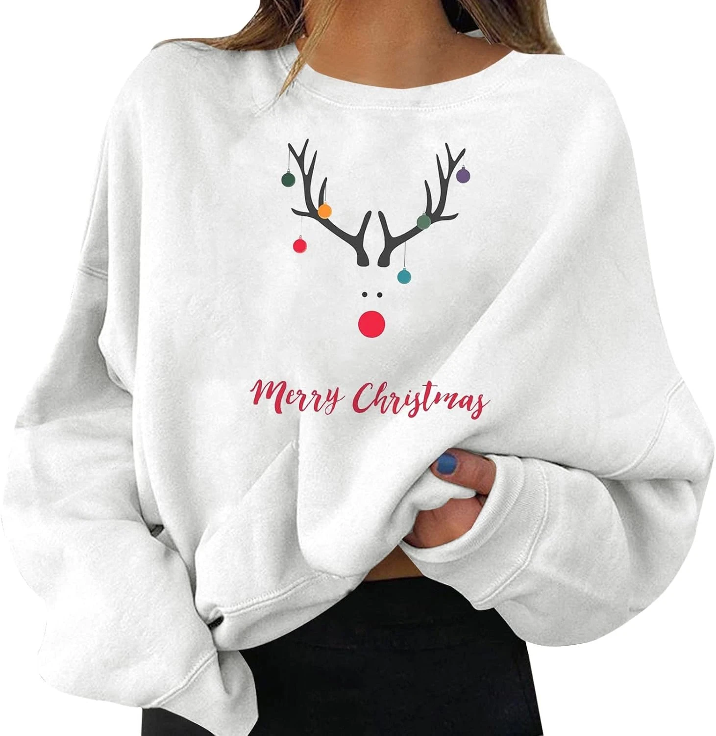 SNKSDGM Womens Elk Print Long Sleeve Lightweight Christmas Sweatshirts Crew Neck Raglan Baseball Pullover Tops Tee Shirts Top 3 SNKSDGM Womens Elk Print Long Sleeve Lightweight Christmas Sweatshirts Crew Neck Raglan Baseball Pullover Tops Tee Shirts Top