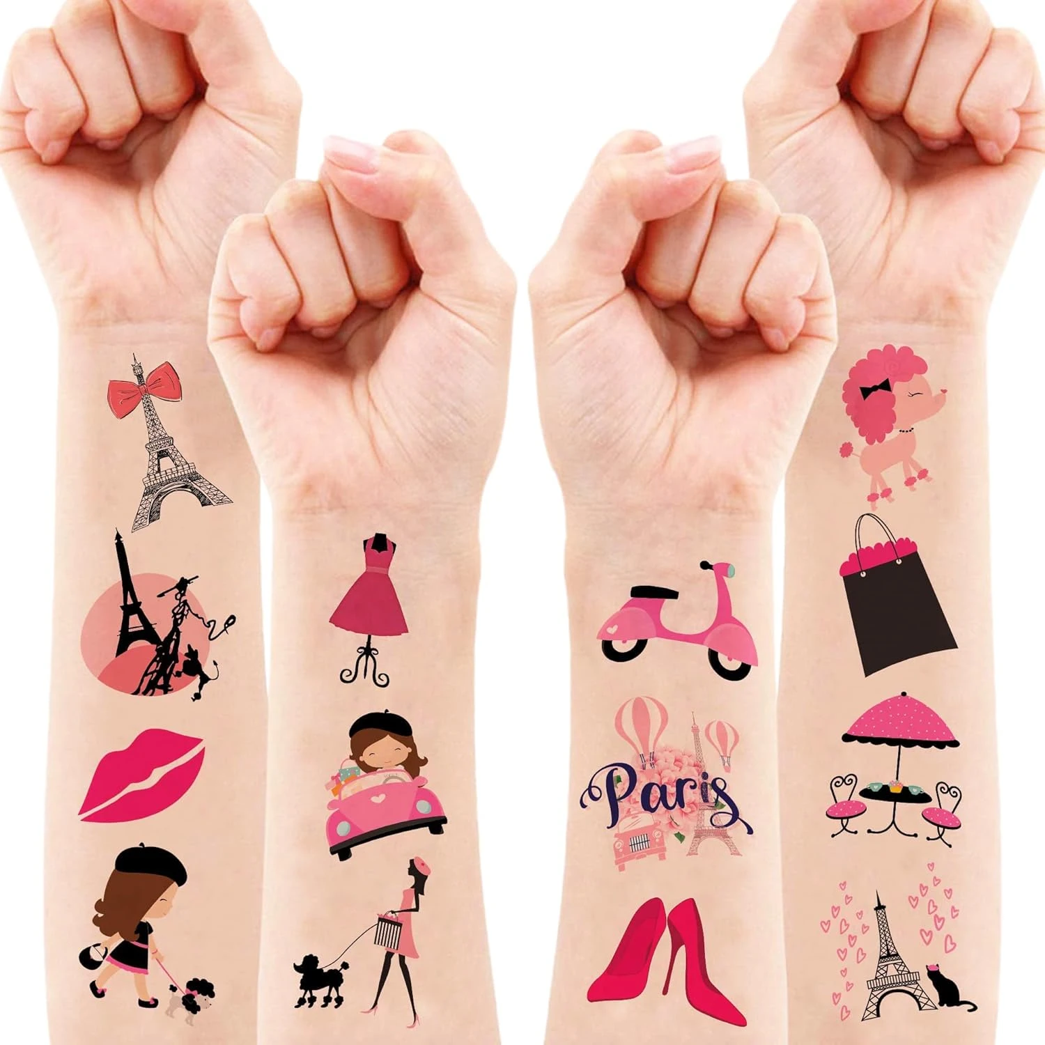 GENERIC 8 Sheets (96PCS) Paris Temporary Tattoos For Kids, Birthday Party Decorations Supplies Tattoos Stickers Cute Party Favors Girls Boys Gifts Classroom School Prizes Themed Christmas 4 GENERIC 8 Sheets (96PCS) Paris Temporary Tattoos For Kids, Birthday Party Decorations Supplies Tattoos Stickers Cute Party Favors Girls Boys Gifts Classroom School Prizes Themed Christmas - Image 2